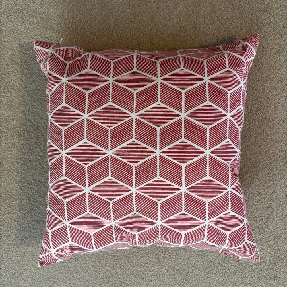 Coral and White Decorative Pillow Set
